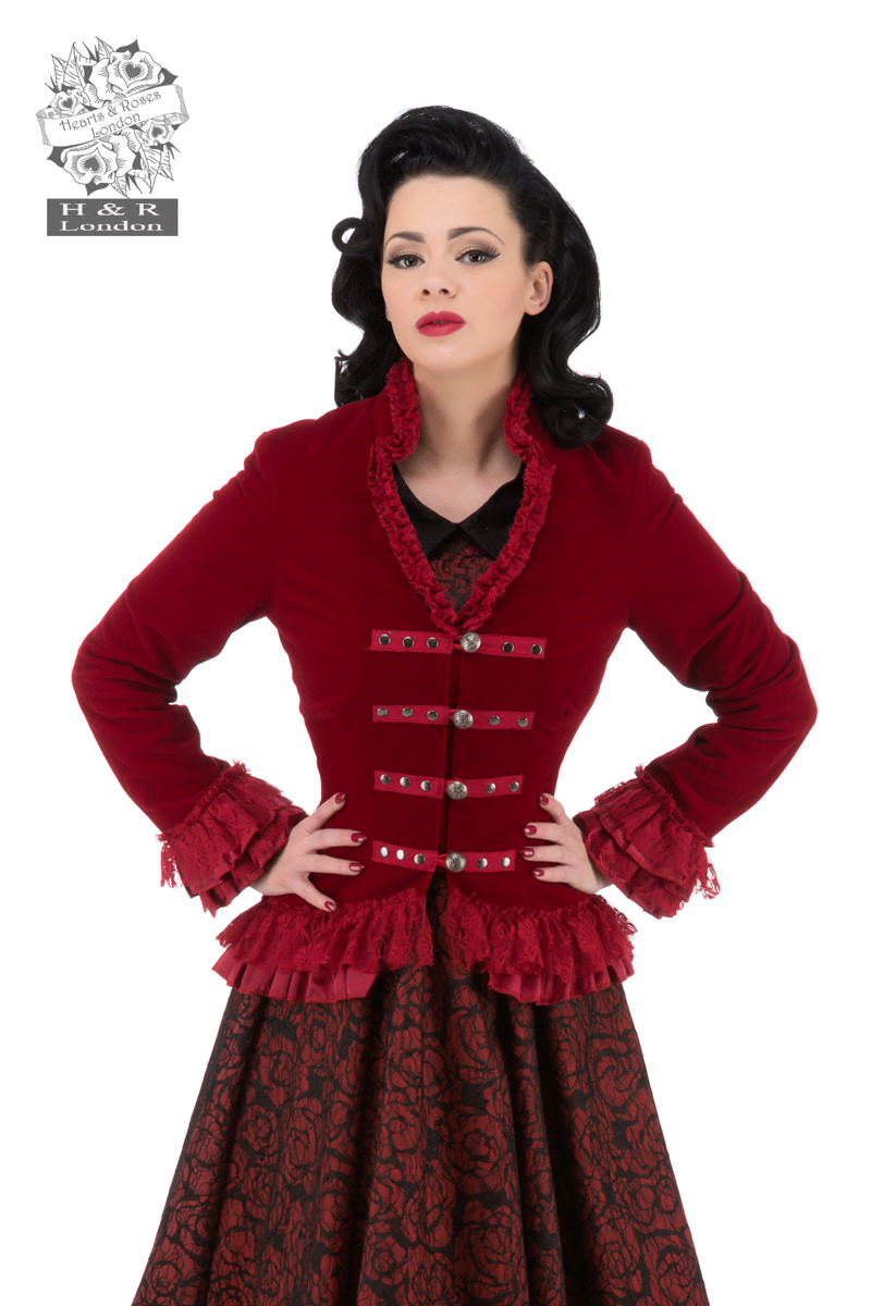 Red Victorian Velvet Jacket in Plus Size